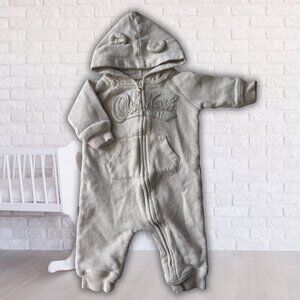 OshKosh B’gosh Baby Hooded Zip Jumpsuit/Sweatsuit | 6M | Grey w/ Ears